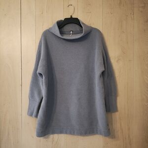 Free People Ottoman Ribbed Tunic Sweater Grey Blue Women's Size Medium